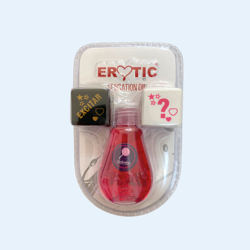 Kit Erótico: Aceite Comestible + Dados Sensuales