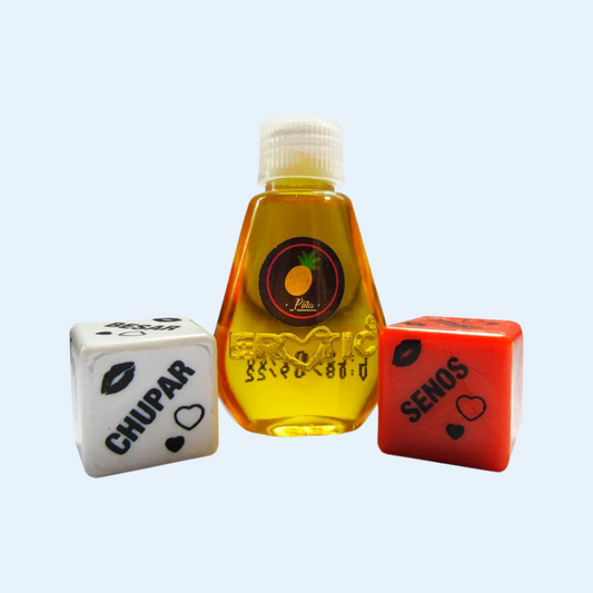Kit Erótico: Aceite Comestible + Dados Sensuales