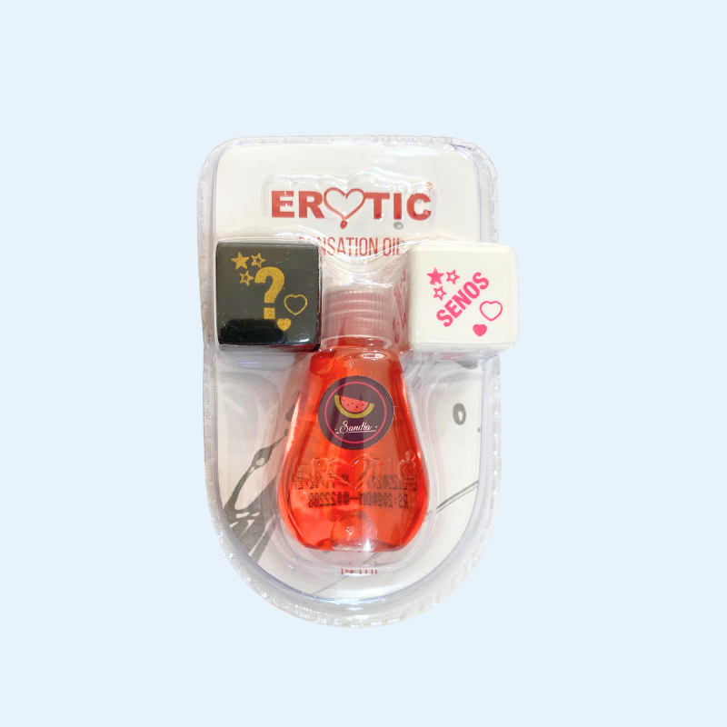 Kit Erótico: Aceite Comestible + Dados Sensuales