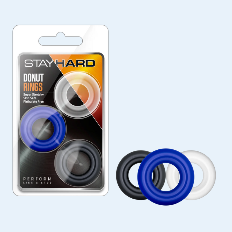 Kit de 3 Anillos para el Pene en Silicona Stay Hard – Erección Firme y Control Total